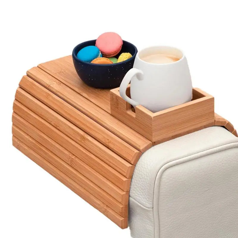 Bambus Sofa-Tablett mit Getränkehalter – 2-in-1 Couch Organizer & Armlehnen-Tablett